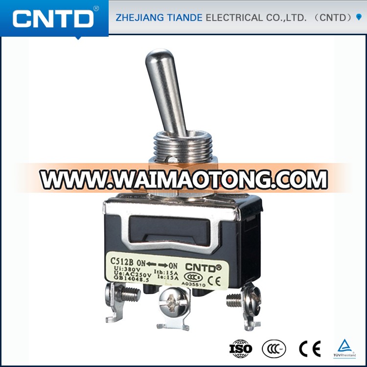 CNTD TOP Quality 250V Spring Return 3-Way ON-OFF-ON Toggle Switch with Screw Terminal (C5R13B)